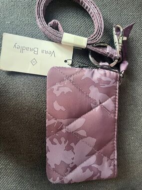 Vera Bradley Quilted Mauve Lilac Camo Crossbody Card Case